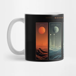 Saturn Moons, Space Exploration Cosmos Planet Art Mug